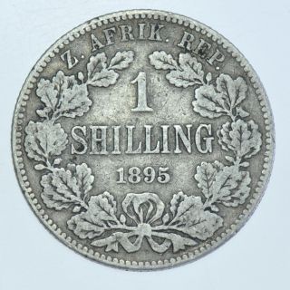 Zar South Africa,  Kruger Shilling,  1895 Silver Coin Vf