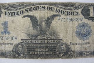 1899 $1 One Dollar Silver Certificate Black Eagle Blue Seal Large Currency Yqz
