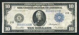 Fr.  911c 1914 $10 Ten Dollars Frn Federal Reserve Note York,  Ny Very Fine