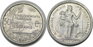 Elf French Oceania 50 Centimes 1949 Island Outrigger