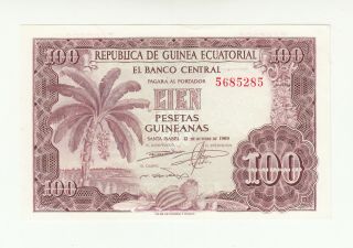 Equatorial Guinea 100 Pesetas1969 Aunc P1