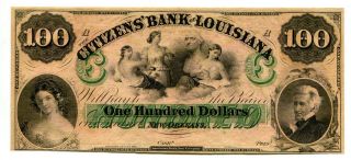 Obsolete Currency $100 Bill Note Citizens Bank Of Louisiana Orleans