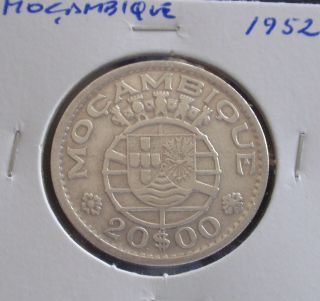 Moçambique / Portugal - 20 Escudos - 1952 - Silver - F