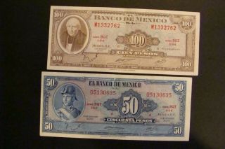 Mexico 50 - 100 Pesos 1972 Crisp Xf