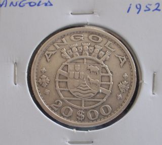 Angola / Portugal - 20 Escudos - 1952 - Silver - F