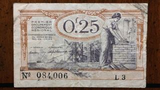 1925 France Chambres De Commerce Du Nord Et Du Pas - De - Calais 25 Centimes Note