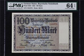 1922 Germany States Sachsische Bank 100 Mark Pick S923 Pmg 64 Epq Choice Unc