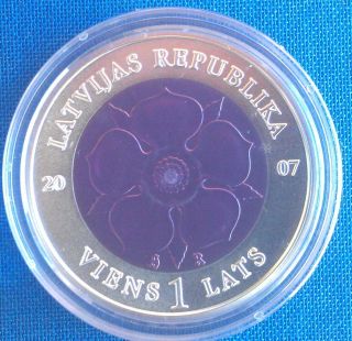 Latvia Silver - Niobium 1 Lat 2007 Coin Of Time Ii
