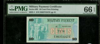 Military Payment Certificate Mpc Series 692 10 Cents Pmg 66epq Gem Unc