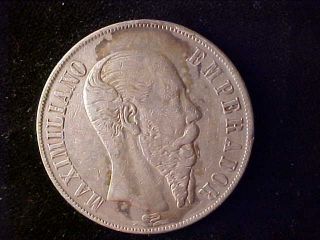 Maximilian One Peso 1867mo Vf,