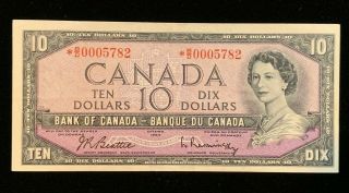 1954 Canadian $10 Dollar Bill - Beattie/rasminsky - Bc - 40ba - B/d (bb 1176)