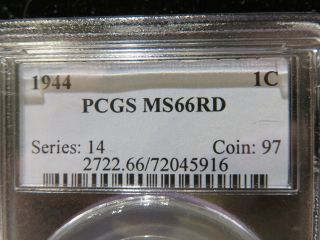 1944 Lincoln Wheat Penny PCGS MS 66 RD A004 4