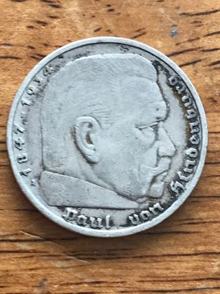 Hindenburg 1847 - 1934 (deutiches Reich 1936) 90 Silver Coin 5 Reichsmark