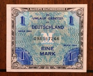 Germany 1 Mark 1944 Allied Military Currency (amc) Wwii Unc.