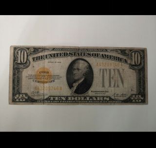 Usa Gold Certificate 10 Dollar 1928