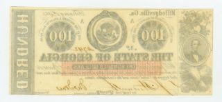 1863 Cr.  6B $100 The State of GEORGIA Note - CIVIL WAR Era CU 2