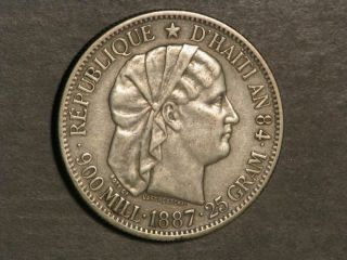 Haiti 1887 1 Gourde Silver Crown Xf