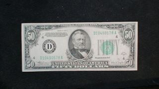 1934 C Fifty Dollar Federal Reserve Note Cleveland $50 Bill Starts At 99 Cents