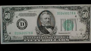 1934 C FIFTY DOLLAR FEDERAL RESERVE NOTE CLEVELAND $50 Bill Starts At 99 Cents 2