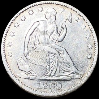 1869 - S Seated Half Dollar Closely Uncirculated High End San Fran Liberty Silver