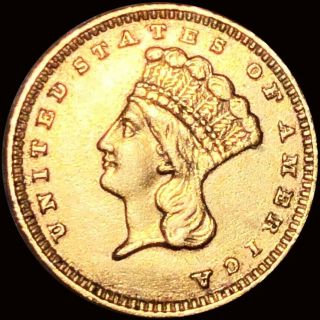1856 $1 Gold Dollar Piece Nearly Uncirculated Liberty Coronet Lustery Shine Nr