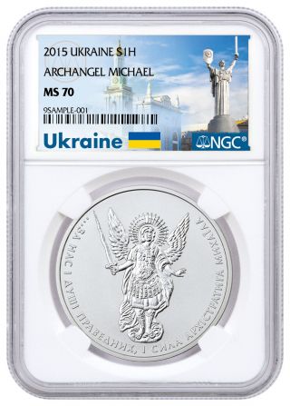 Deal 2015 Ukraine 1 Oz Silver Archangel Michael Ngc Ms70 Ukraine Label Sku48625