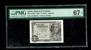 Spain | Banco De Espana | 1 Peseta | 1948 | P - 135a | Gem - 67