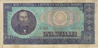 1966 100 Lei Romania Currency Banknote Treasury Note Money Bank Bill Cash Europe