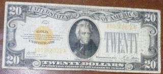 1928 Twenty Dollar $20 Gold Certificate Bill United States Note