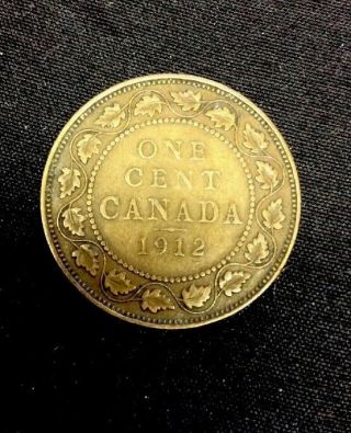 Canada 1912 George V One Cent Coin Canadian 1 - Cent Copper Coin One - Cent Large