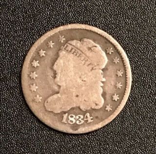 1834 Capped Bust Half Dime Good Affordable Coin Full Liberty