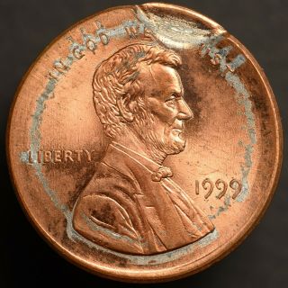1999 P Lincoln Memorial Cent - Error: Broadstruck W/ Indent Partial Brockage 638