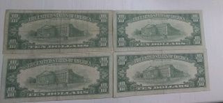 (4) 1969 Series C $10 Federal Reserve Note Ten Dollar Bills Rare - Circulated 2