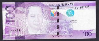 Philippine Error 100 Pesos Ngc " Dry Print " Faded Face Of Roxas " Sn Fs 188756