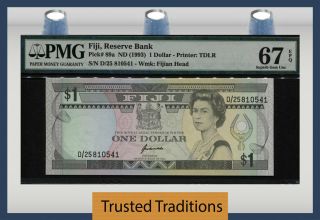 Tt Pk 89a Nd (1993) Fiji $1 " Queen Elizabeth Ii " Pmg 67 Epq None Finer