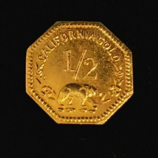 1857 California Gold Fractional 1/2 Dollar Commemorative Octagonal Coin 0CFG5709 2