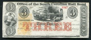1800’s $3 Office Of The South Carolina Rail Road Charleston,  Sc Obsolete