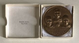Apollo 11 First Lunar Landing Mission 2.  5” Bronze Medal W/ Box Medallic Art Nasa