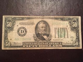 1934 Series $50 Bill - Fifty Dollar Federal Reserve Note
