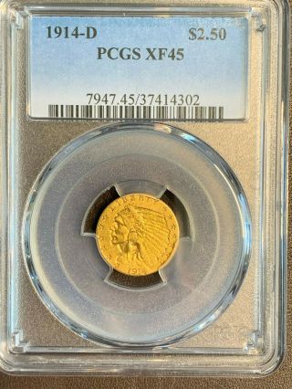 1914 - D $2.  5 Gold Indian Pcgs Xf45