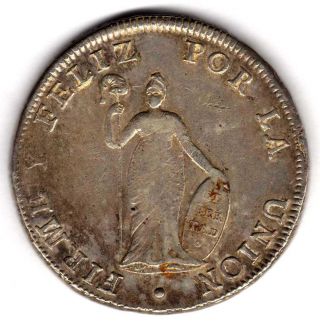 Peru 8 Reales 1827 Lima Assayer Jm Liberty Republica Peruana Silver
