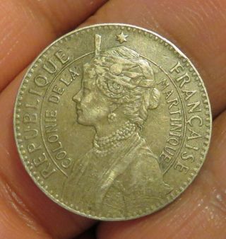 1922 French Martinique 50 Centimes Tough Type To Find.