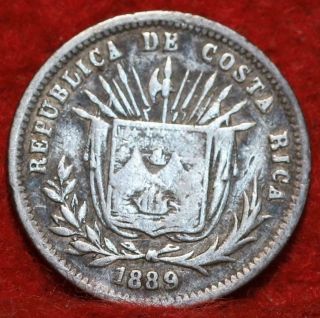 1889 Costa Rica 5 Centavos Silver Foreign Coin