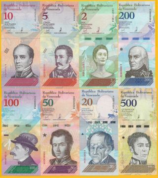 Venezuela Set 2 5 10 20 50 100 200 500 Bolivares Soberanos P - 2018 Unc