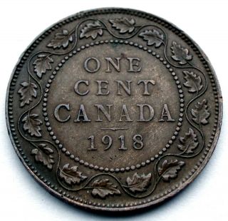 Canada 1 Large Cent 1918 Km 21 Gg11.  2