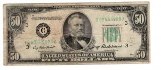 1950 B $50 Dollar Bill,  Circulated