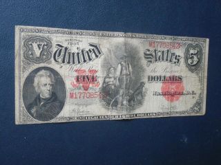 1907 $5 Five Dollars Wood Chopper Woodchopper Obsolete Currency Paper Money Note