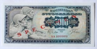 Yugoslavia 5000 Dinara 1963 P.  76s Specimen