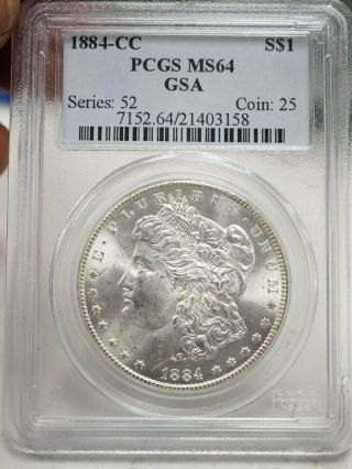 1884 - Cc $1 Morgan Dollar Gsa Pcgs Ms64 3158