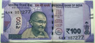 India 100 Rupee Banknote,  2018,  P -,  Issue,  Unc,  Asia Paper Money